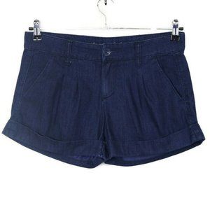 American Eagle Jean Shorts Pleated Cuffed‎ Button Flap Pocket Dark 6